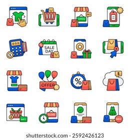 Pack of Web Shopping Flat Icon
