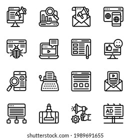 Pack of Websites and Digital Marketing Linear Icons 