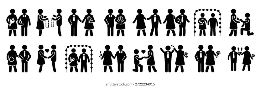 pacote de ícones de glifo de casamento