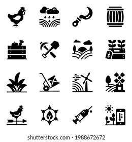 Pack of Windmills and Gardening Tools Glyph Icons 