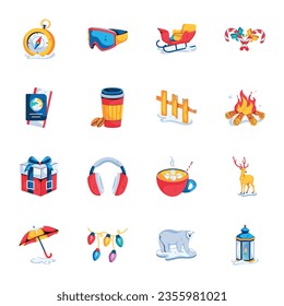 Pack of Winter Celebrations Flat Icons 

