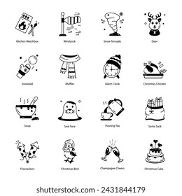 Pack of Winter Event Linear Icons 

