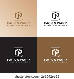 PACK AND WRAP packing box shop logo design