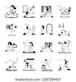Pack of Yoga Glyph Illustrations 

