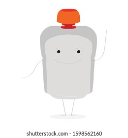 Pack of yogurt, food container in vector flat illustration. Cartoon character.