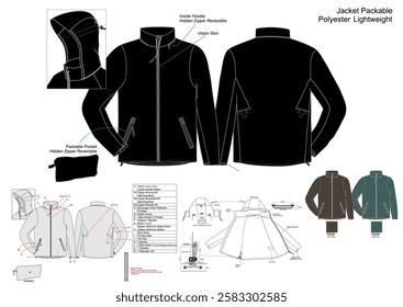 Packable Jacket lightweight Design with Description and Combo Colour