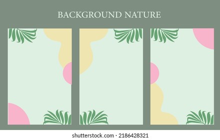 Package 3 in 1 colorful background with the concept of leaves suitable for wall decoration