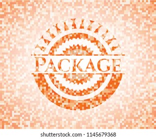 Package abstract orange mosaic emblem