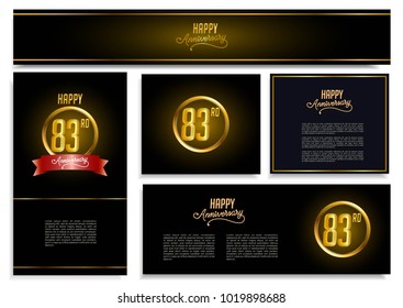 package of anniversary card design template with golden elegant luxury style.
