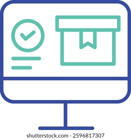 package application outline dual color vector illustration icon design