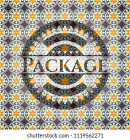 Package arabic style emblem. Arabesque decoration.