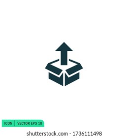 Paket und Pfeil nach oben, Symbol für Produkt-Upgrade-Design-Element Vektor für 10