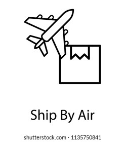 
A package attacked with an aeroplane showing concept of ship by air 
