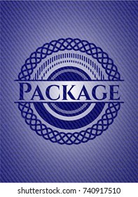 Package badge with denim texture