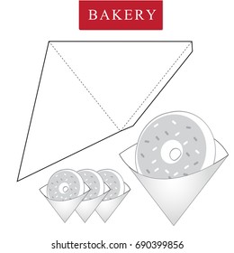 Package for bakery.Ready to eat.Vector Illustration of Box.Package Template. Isolated White Retail Mock up.