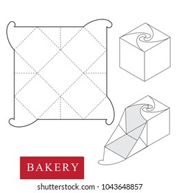 Package for bakery.Vector Illustration of Box.Package Template. Isolated White Retail Mock up.