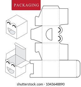 Package for bakery.Vector Illustration of Box.Package Template. Isolated White Retail Mock up.