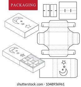 Paket für Bäckerei.Vektorgrafik von Box.Package Template. Einziger weißer Einzelhandel-Modell.
