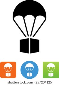 Package Being Delivered By Parachute Icon