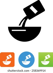 A package being poured into a bowl / ingredients icon