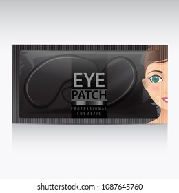 Package of black Hydrating Under Eye Gel Patches. Vector illustration of realistic eye gel patches on white background for your design