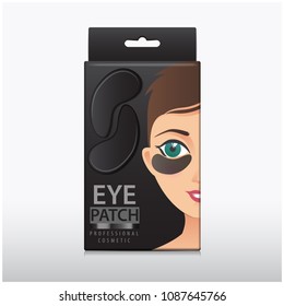 Package Of Black Hydrating Under Eye Gel Patches. Vector Illustration Of Box With Eye Gel Patches For Your Design