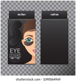 Package of black Hydrating Under Eye Gel Patches. Vector illustration of box with realistic eye gel patches for your design