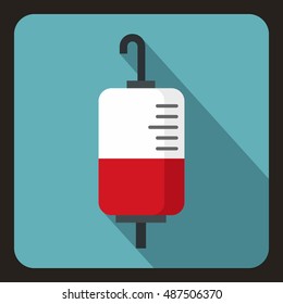 Package for blood transfusion icon in flat style with long shadow. Treatment symbol vector illustration