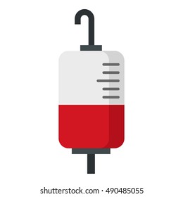 Package for blood transfusion icon in flat style isolated on white background. Treatment symbol vector illustration