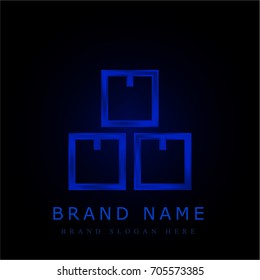 Package blue chromium metallic logo