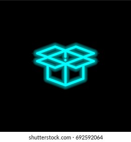 Package blue glowing neon ui ux icon. Glowing sign logo vector