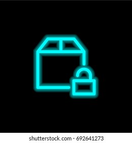 Package blue glowing neon ui ux icon. Glowing sign logo vector