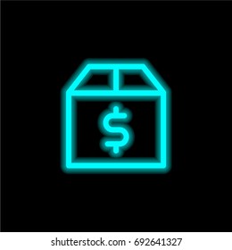 Package blue glowing neon ui ux icon. Glowing sign logo vector