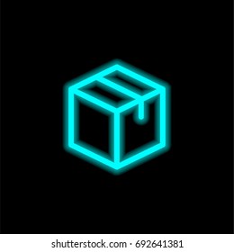 Package blue glowing neon ui ux icon. Glowing sign logo vector