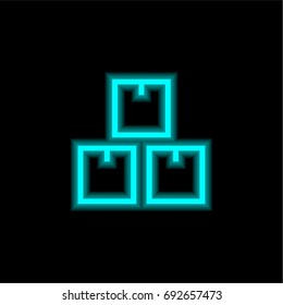 Package blue glowing neon ui ux icon. Glowing sign logo vector