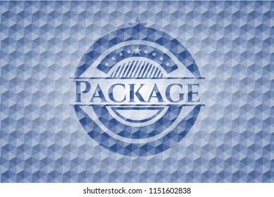 Package blue hexagon emblem.