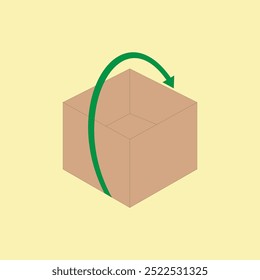 Package box with arrow vector illustration. Return parcel concept