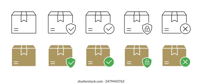 Paquete, caja, cartón, entrega, paquetes de iconos de línea delgada. Para el diseño de marketing de Sitio web, logotipo, App, Plantilla, ui, etc. Ilustración vectorial.