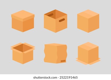 Paquete, caja, cartón, entrega, paquete de iconos de línea delgada. Conjunto de Vector de icono de caja de paquete