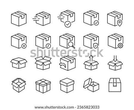 Package, box, cardboard, delivery, parcel thin line icons. For website marketing design, logo, app, template, ui, etc. Vector illustration.