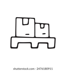 the package. box. delivery. unloading. to the door. mail. worldwide delivery. sender. recipient. purchase. online store. to send. receive. vector illustration. color background. flat style. doodle. 