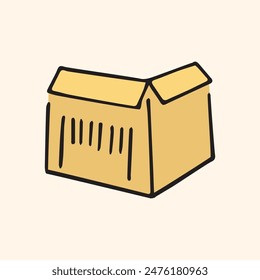 the package. box. delivery. unloading. to the door. mail. worldwide delivery. sender. recipient. purchase. online store. to send. receive. vector illustration. color background. flat style. doodle. 