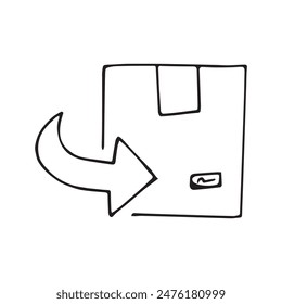 the package. box. delivery. unloading. to the door. mail. worldwide delivery. sender. recipient. purchase. online store. to send. receive. vector illustration. color background. flat style. doodle. 