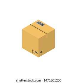 Package Box In Flat Style Isometric, Vector Illustration