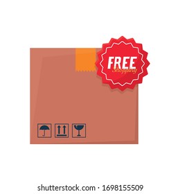 package box with free shipping stam icon over white background, colorful design, vector illustration