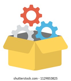
A package box with gears symbolising seo packaging
