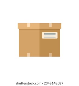 Package box icon flat vector. Delivery parcel. Carton cardboard isolated