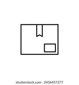 Package box icon, illustration of a dropship package box, line icon of a black package box isolated on a white background, perfect for online shopping applications, websites, marketplaces, and etc