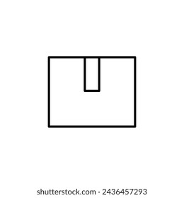 Icono de caja de paquete, ilustración de una caja de paquete dropship, icono de línea de una caja de paquete negro aislado sobre un fondo blanco, perfecto para aplicaciones de compras en línea, sitios web, mercados, etc