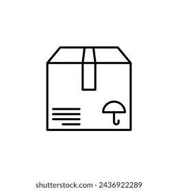 Package box icon, illustration of a line-shaped dropship package box isolated on a white background. This icon is perfect for marketplaces, online commerce, websites, applications, and etc.